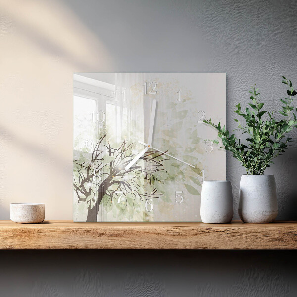 Square wall clock Tree
