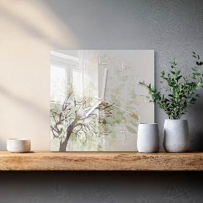 Square wall clock Tree
