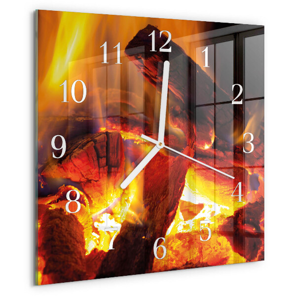 Square wall clock Fire