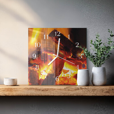 Square wall clock Fire