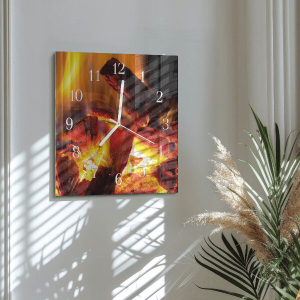 Square wall clock Fire