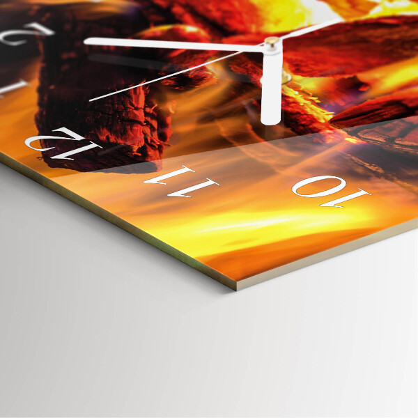 Square wall clock Fire