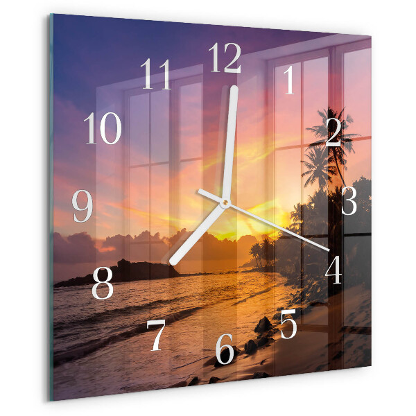 Square wall clock Sunset