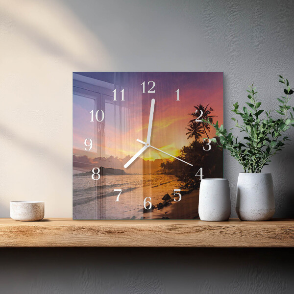 Square wall clock Sunset