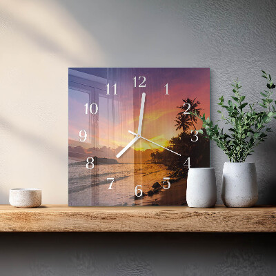 Square wall clock Sunset