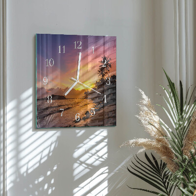 Square wall clock Sunset
