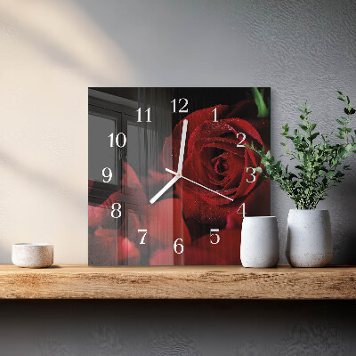 Square wall clock Rose