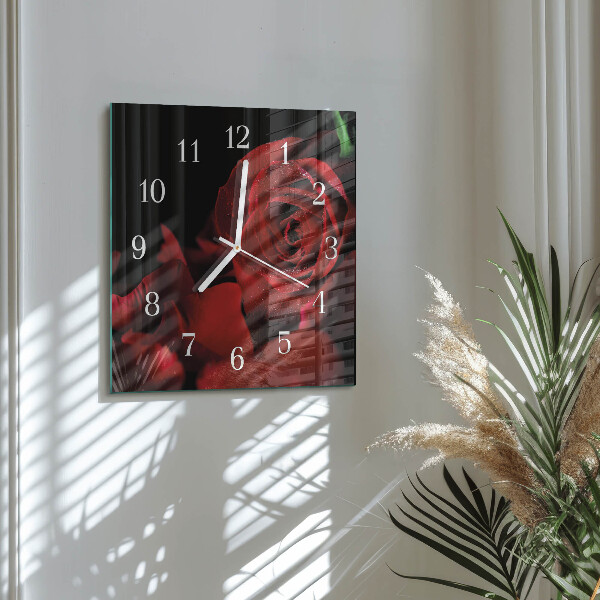 Square wall clock Rose