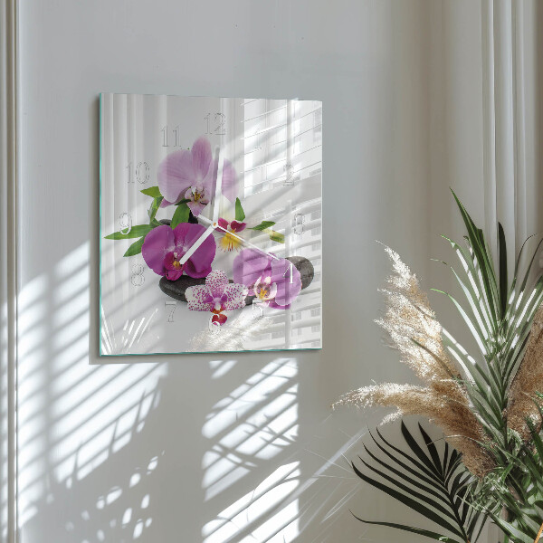 Square wall clock Orchid