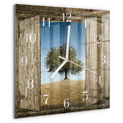 Square wall clock Tree