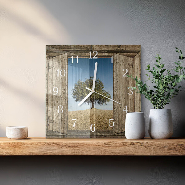 Square wall clock Tree
