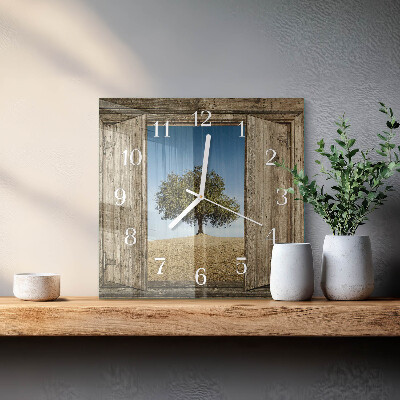 Square wall clock Tree