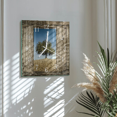 Square wall clock Tree