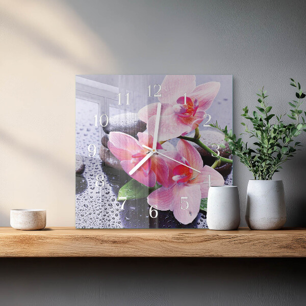 Square wall clock Orchid