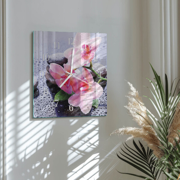 Square wall clock Orchid