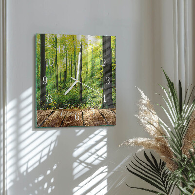 Square wall clock Forest