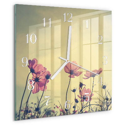 Square wall clock Flowers