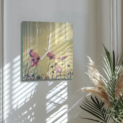 Square wall clock Flowers