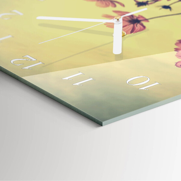 Square wall clock Flowers