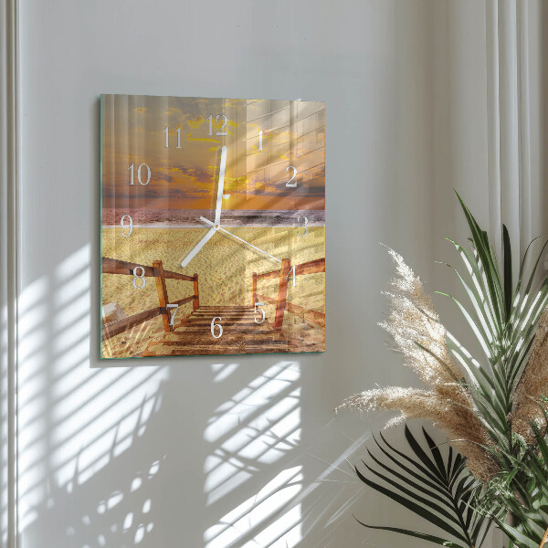 Square wall clock Beach Bridge