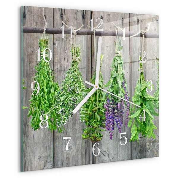 Square wall clock Herbs