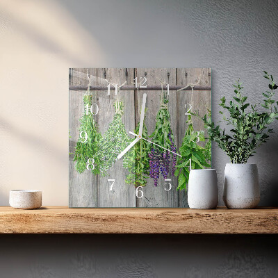 Square wall clock Herbs