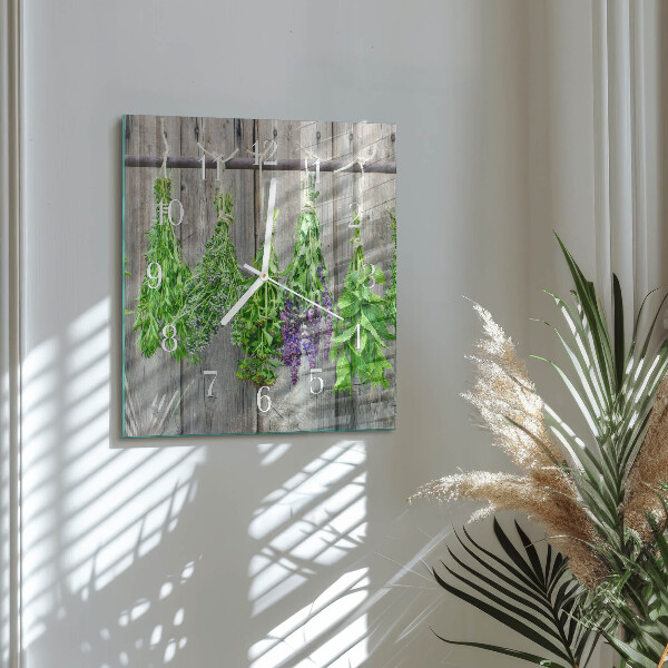 Square wall clock Herbs