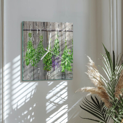 Square wall clock Herbs