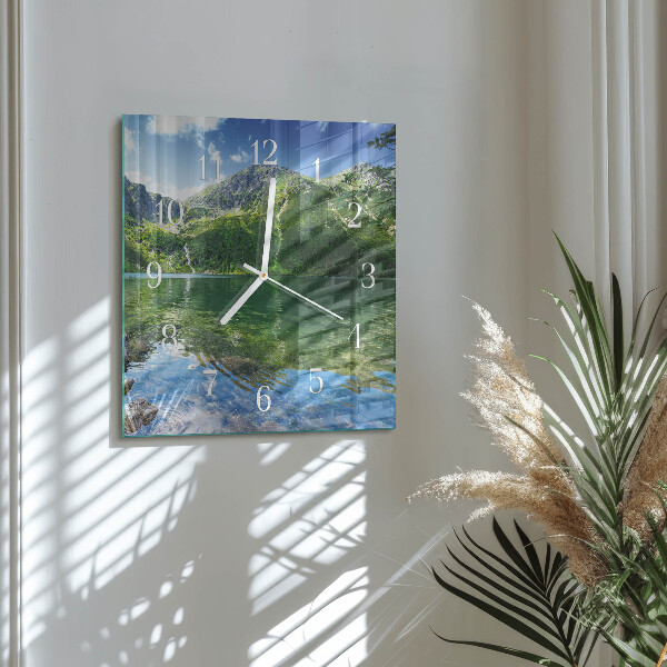Square wall clock Mountain Lake