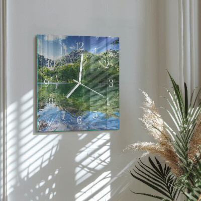 Square wall clock Mountain Lake