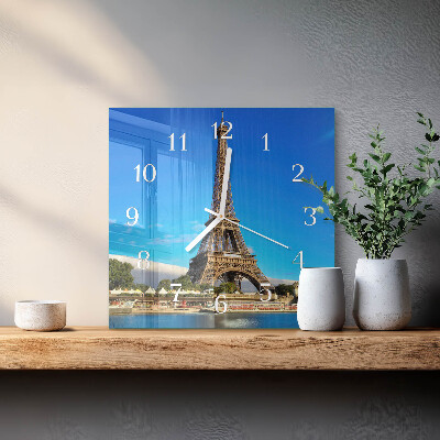 Square wall clock Eiffel Tower Paris