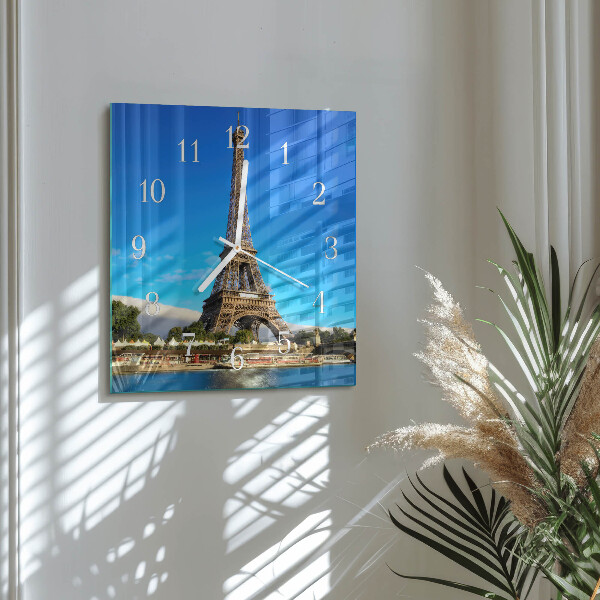 Square wall clock Eiffel Tower Paris