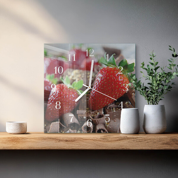 Square wall clock Strawberries