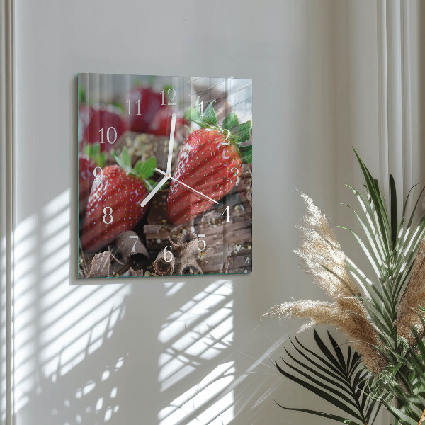 Square wall clock Strawberries