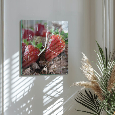 Square wall clock Strawberries
