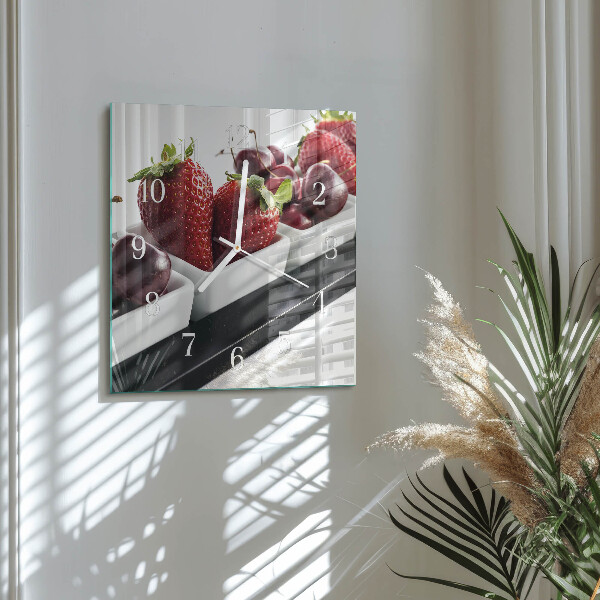 Square wall clock Strawberries