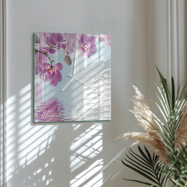 Square wall clock Orchid