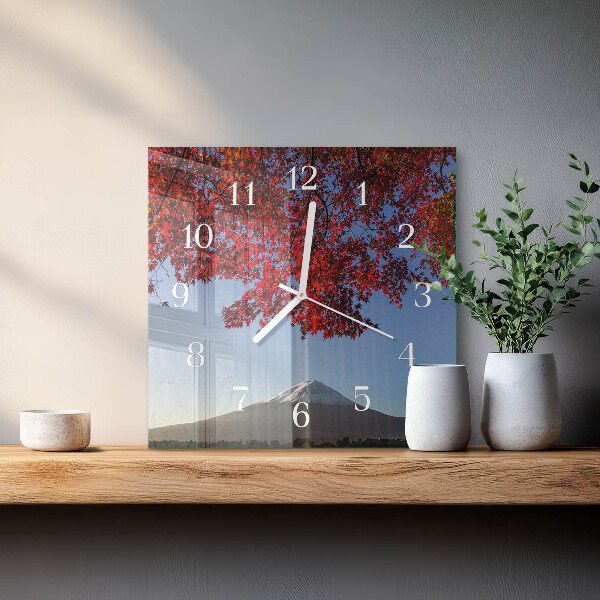 Square wall clock Mountain Leaves
