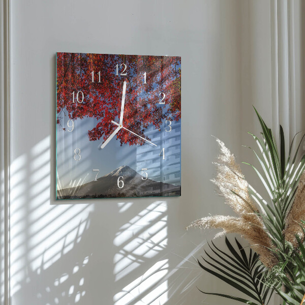 Square wall clock Mountain Leaves