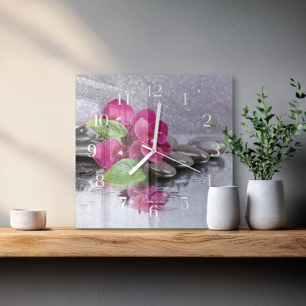 Square wall clock Orchid