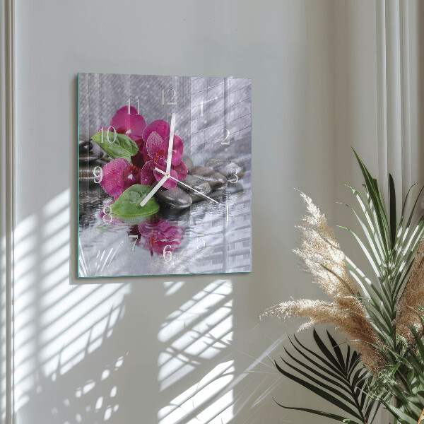 Square wall clock Orchid