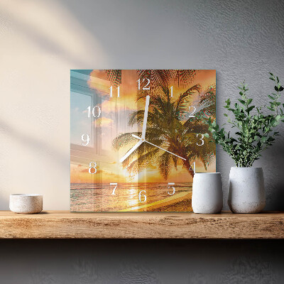 Square wall clock Sunset