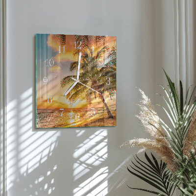Square wall clock Sunset