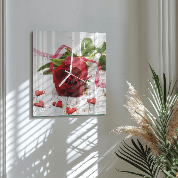Square wall clock Rose