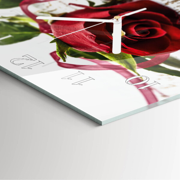 Square wall clock Rose