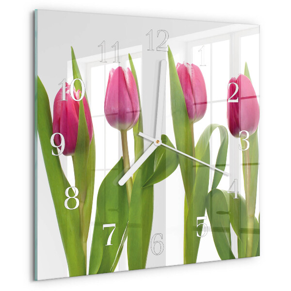 Square wall clock Tulips