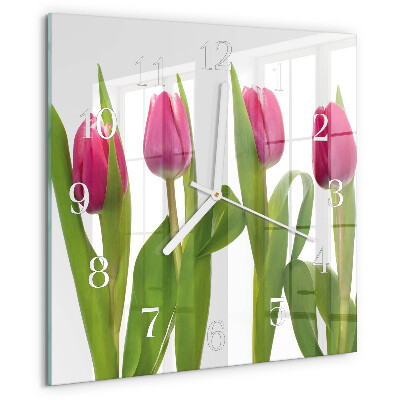 Square wall clock Tulips
