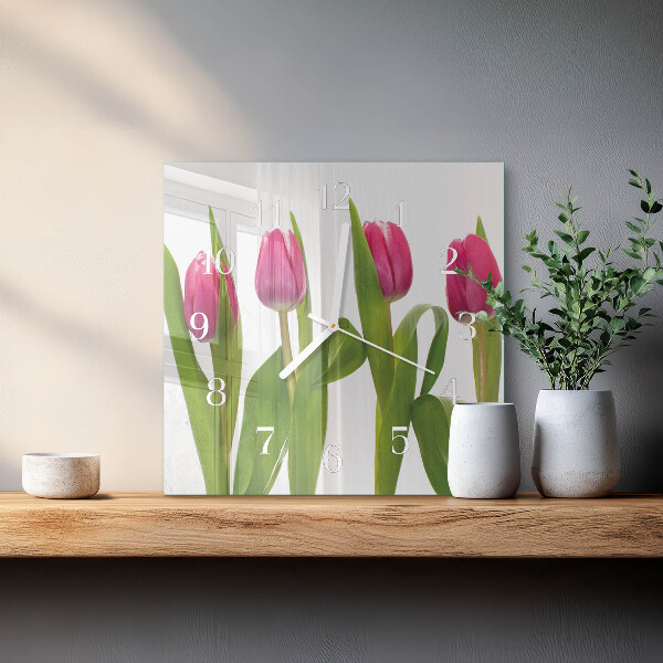 Square wall clock Tulips