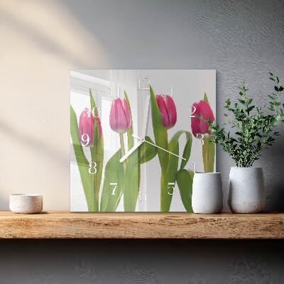 Square wall clock Tulips