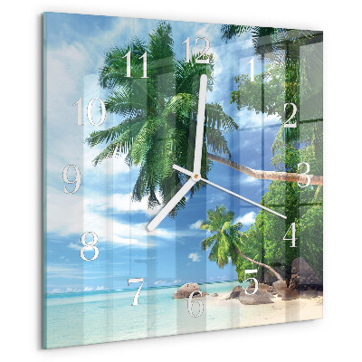 Square wall clock Palm trees